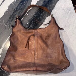 HOBO Marley Tote Tan Distressed Leather Bag with Floral Lining